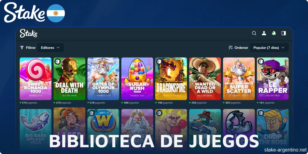 Juegos de casino disponibles en el sitio web de Stake en Argentina