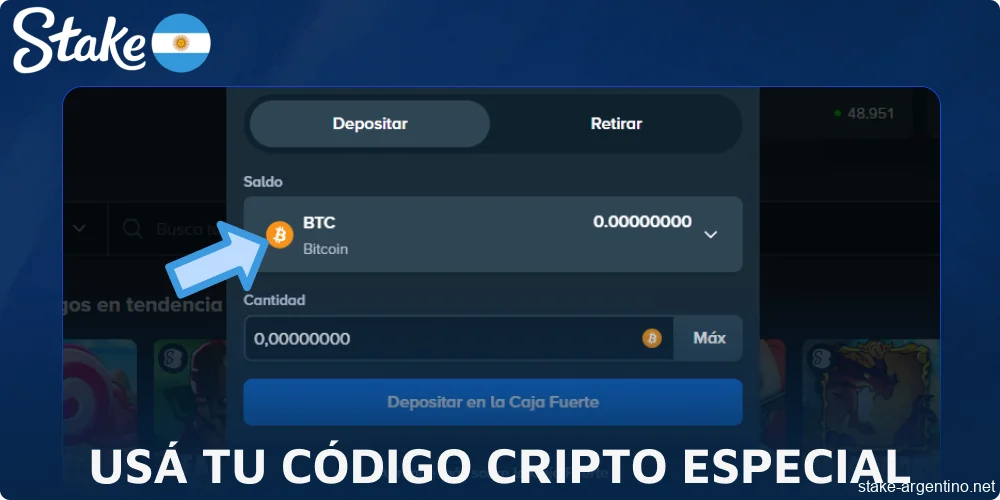 Usá tu código cripto especial de Stake
